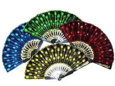 Silk Embroidered Sequin Flower Hand Fans 1