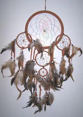Light Brown Tan Rainbow Dreamcatcher 24 Inch 1