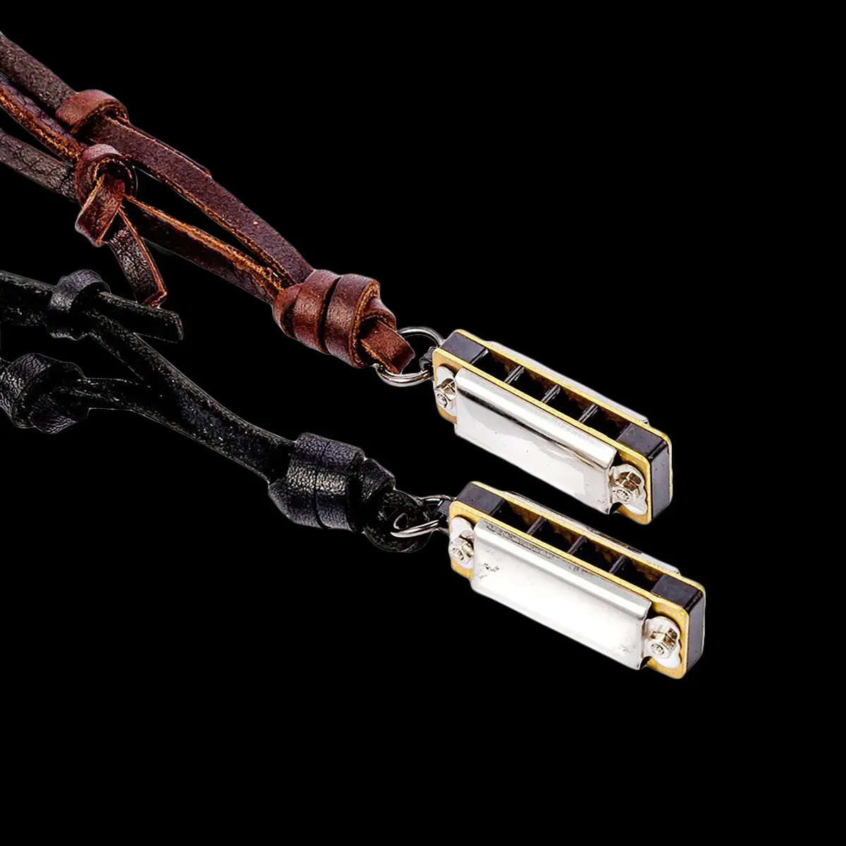 Mini Harmonica Leather Necklace 1