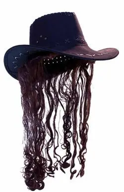 Cowboy Hat W Long Brown Hair 1