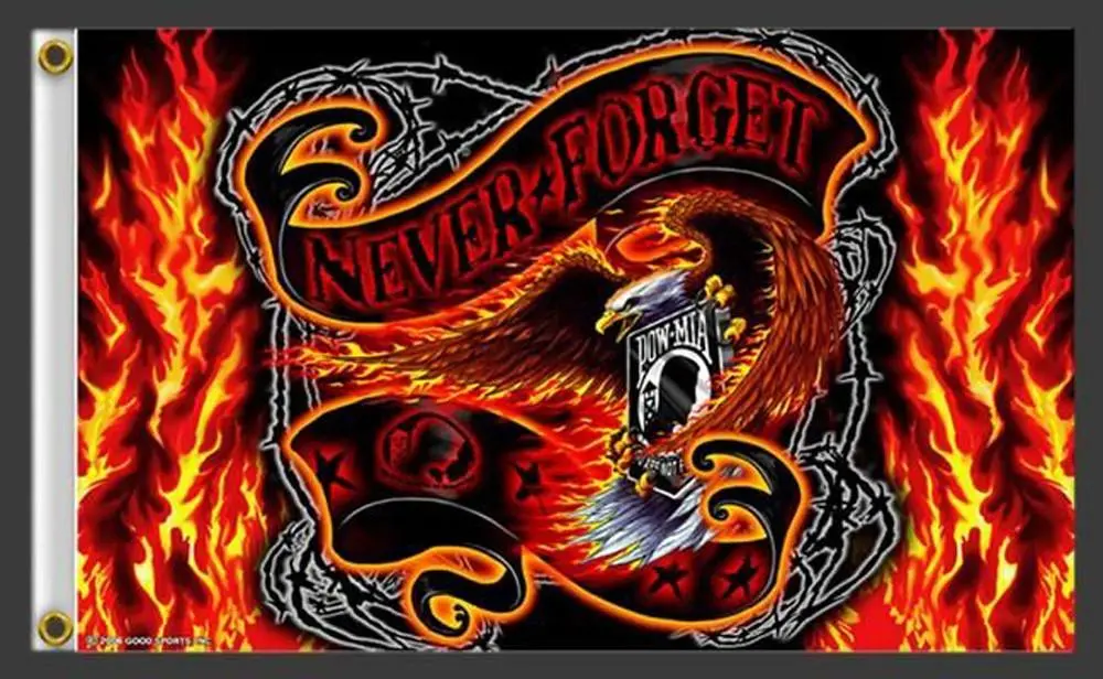 Never Forget Eagle Pow Mia Deluxe (3Ft X 5Ft) Biker Flag 1