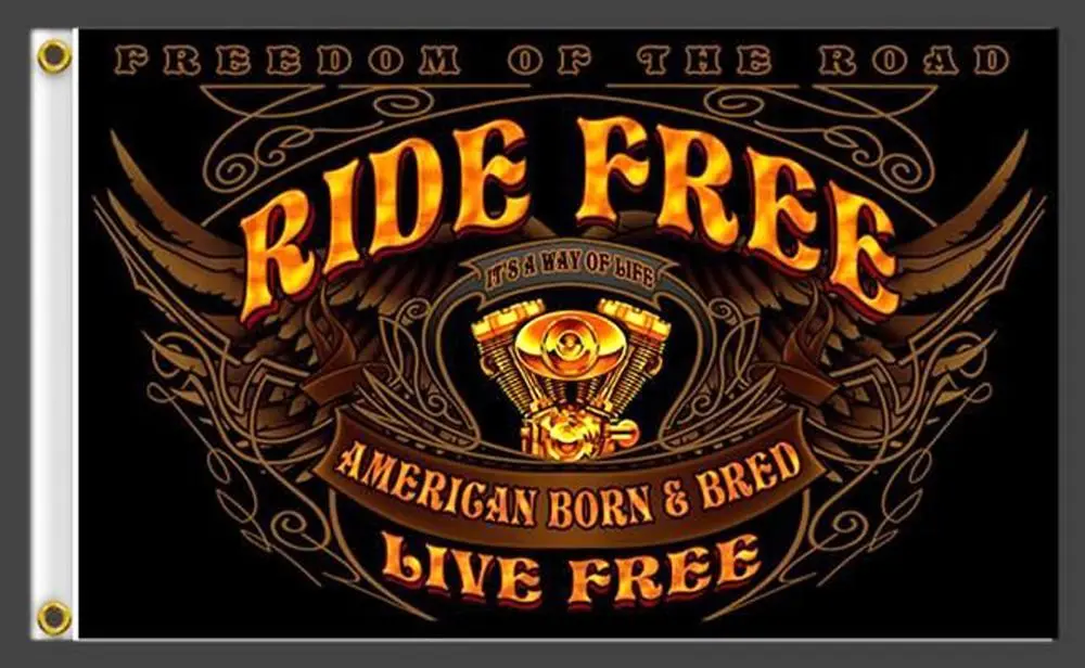 Ride Free Live Free Deluxe (3Ft X 5Ft) Biker Flag 1