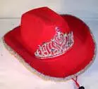 Velvet Red Cowboy Hat With Tiara 1
