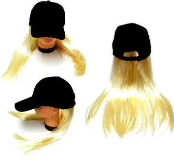 Baseball Hat With Long Blonde Hair 1