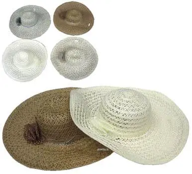 Ladies Wide Brim Ribbon Hats 1