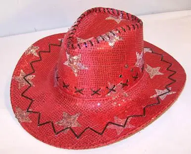 Red Star Sequin Cowboy Hat 1