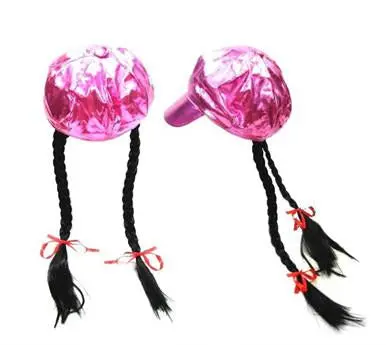 Pink Twin Braided Ponytail  Hat 1