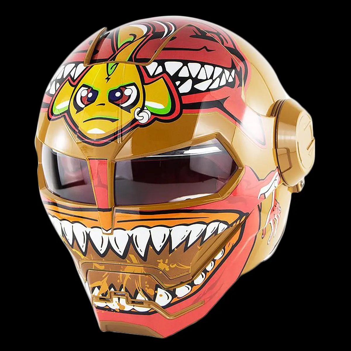 Cyborg-Themed Flip-Up Motorcycle Helmet - Image 12