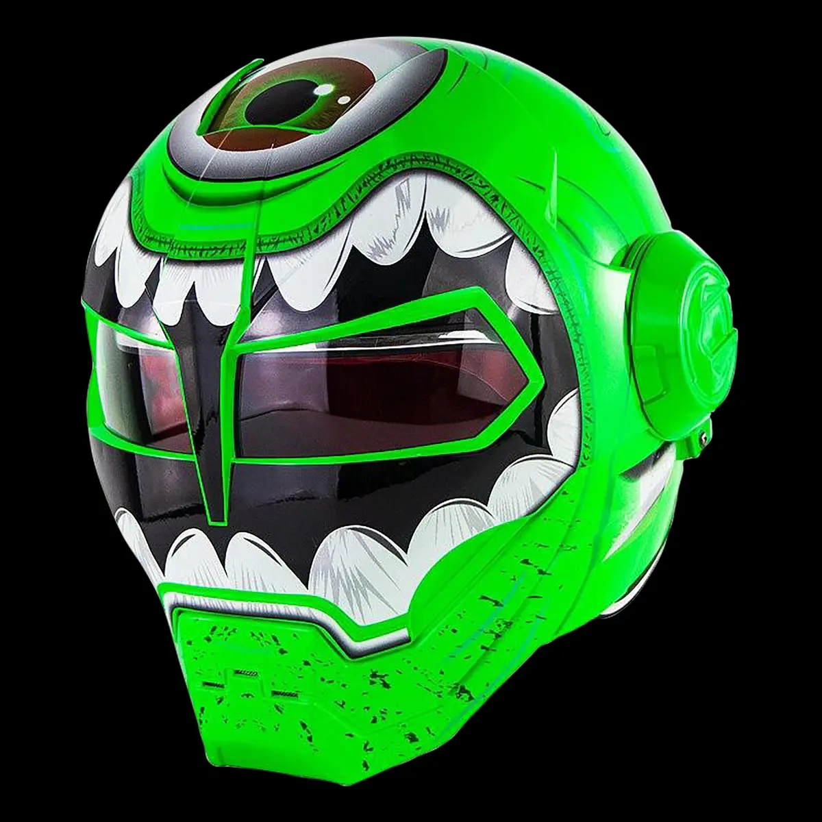 Cyborg-Themed Flip-Up Motorcycle Helmet - Image 9