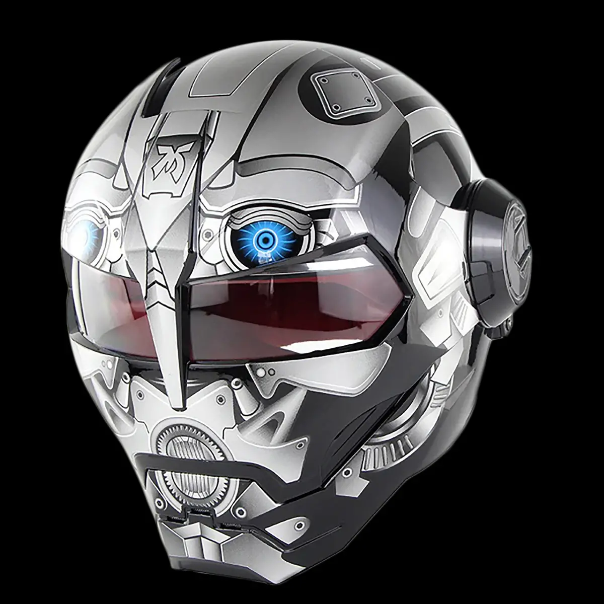 Cyborg-Themed Flip-Up Motorcycle Helmet - Image 14