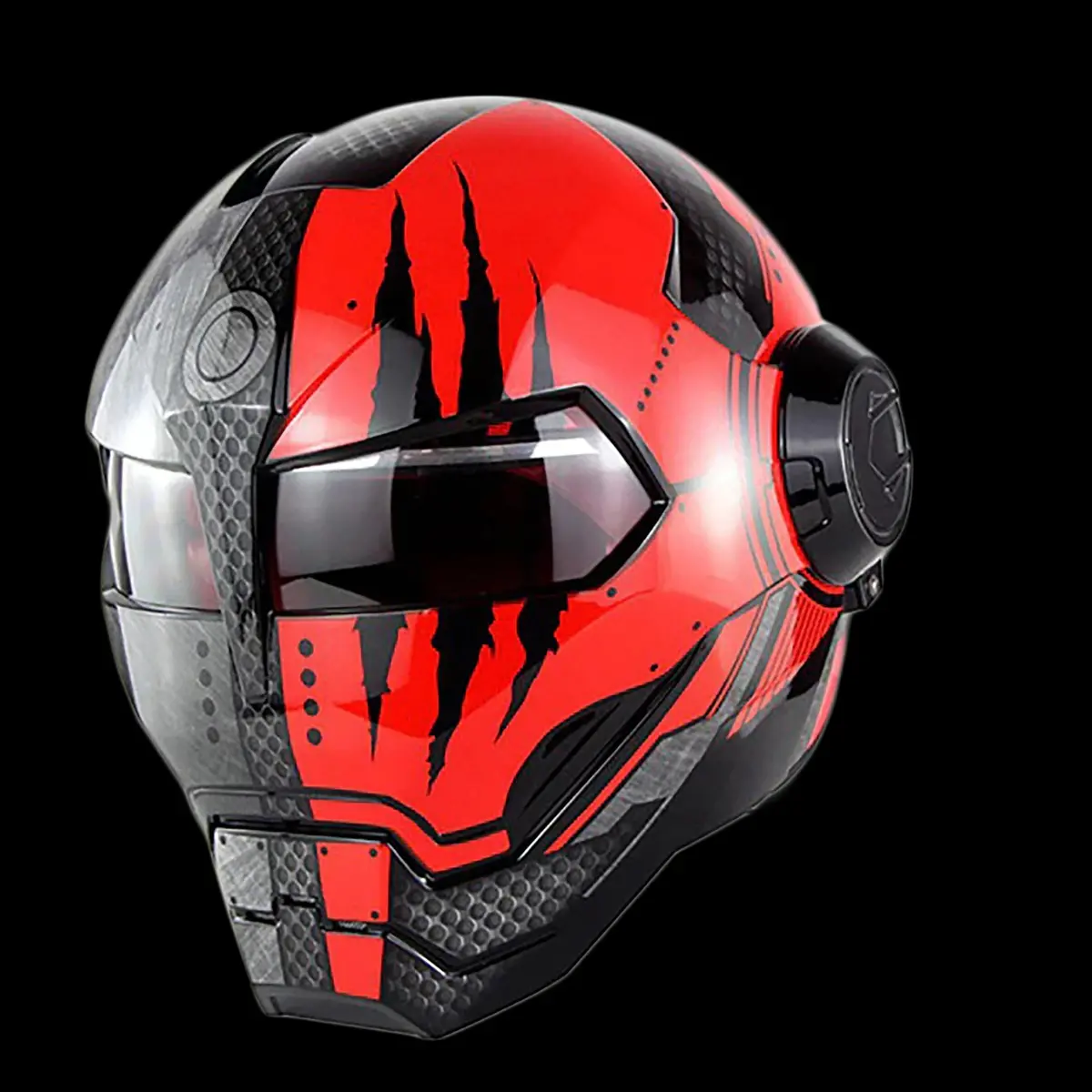 Cyborg-Themed Flip-Up Motorcycle Helmet - Image 17