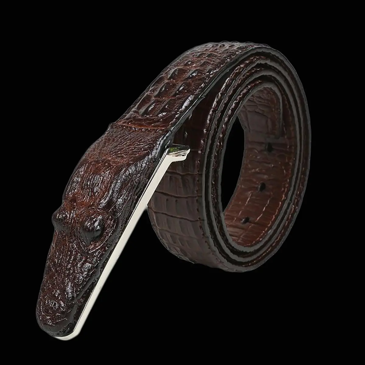 Crocodile-Texture Genuine Leather Belt