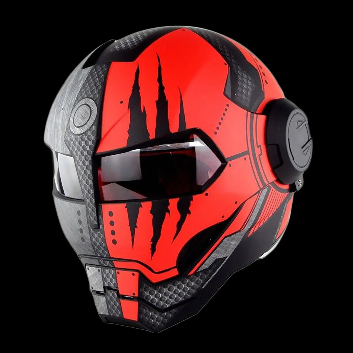Cyborg-Themed Flip-Up Motorcycle Helmet - Image 13