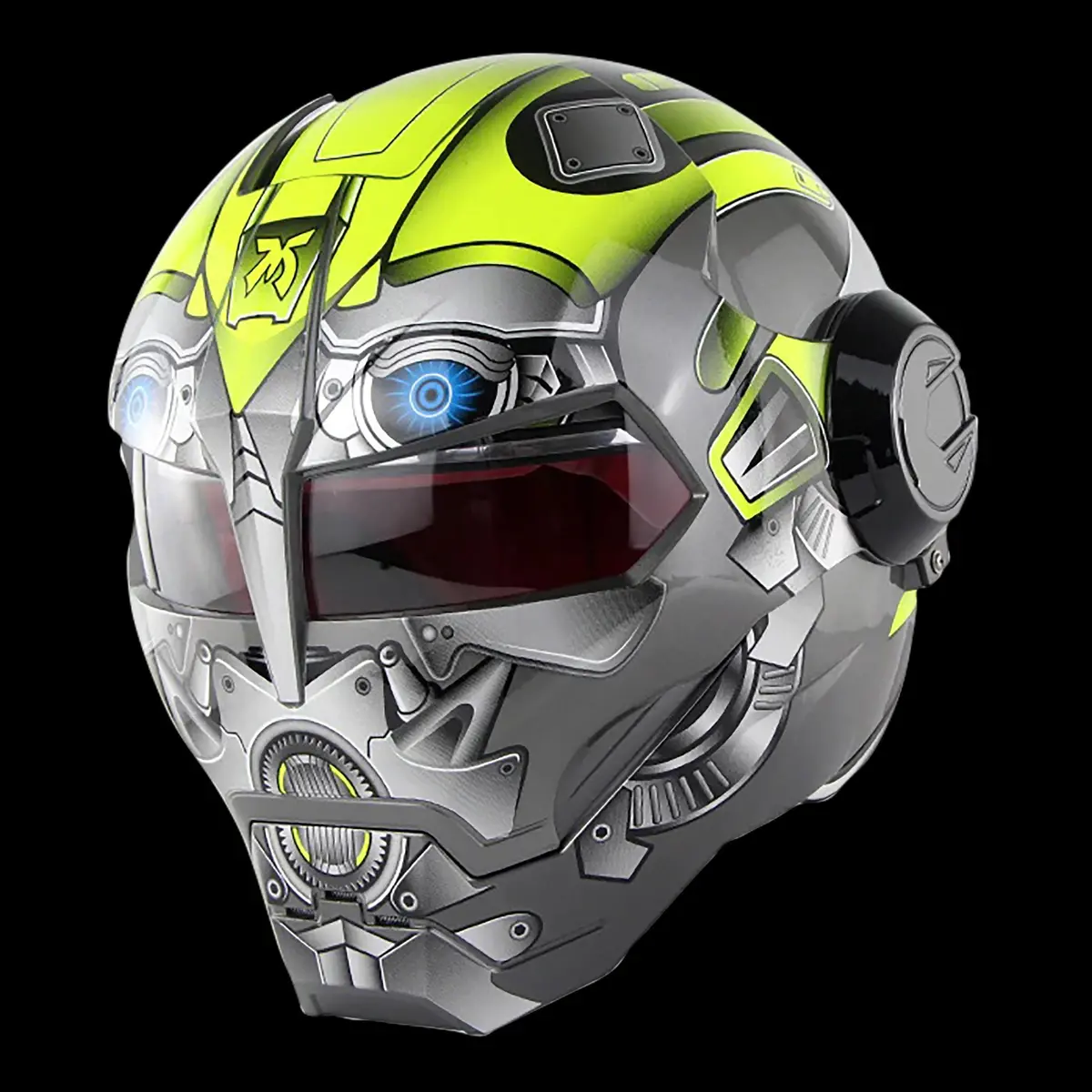 Cyborg-Themed Flip-Up Motorcycle Helmet - Image 21