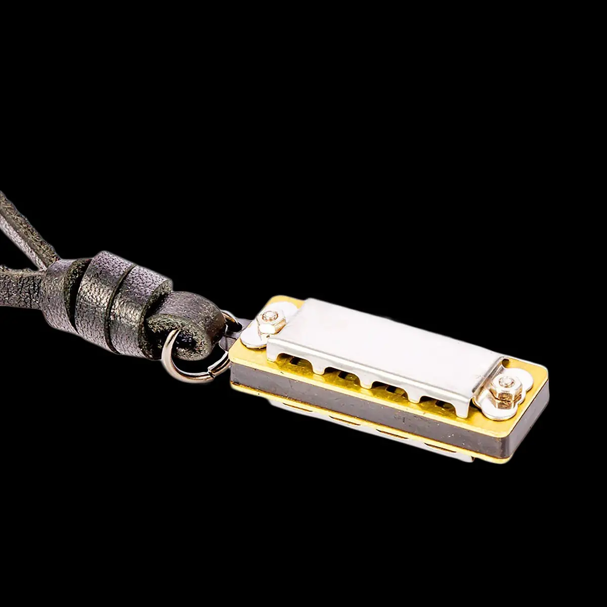 Mini Harmonica Leather Necklace 2