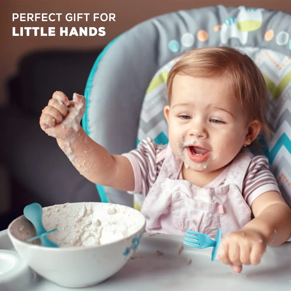 Silicone Baby Spoon Set For Baby Feeding, Non Toxic Bpa Free Training Feeding Spoon & Fork Set, Food Grade Silicone Handle | Baby Feeding Spoons | Feeding Spoon Set For Toddlers (Silicone Blue) 2