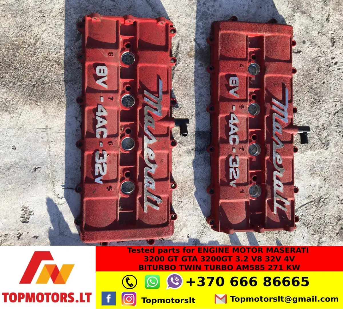 Valve Rocker Cover / Set Of Covers For Maserati Engine Motor 3200 Gt Gta 3200Gt 3.2 V8 32V 4V Biturbo Twin Turbo Am585 271 Kw Part Numbers 479.00.05.02 / 479.00.04.02 / 479000502 , 479000402 1