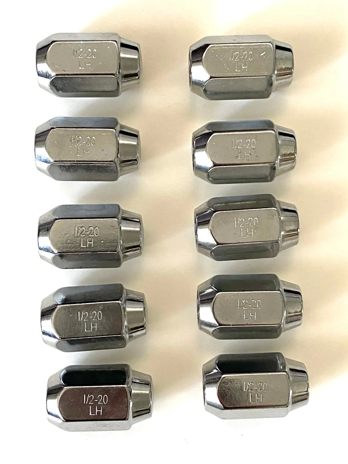 Lug Nuts1/2" Acorn. Chrome Left Hand Thread - 10Pc 1