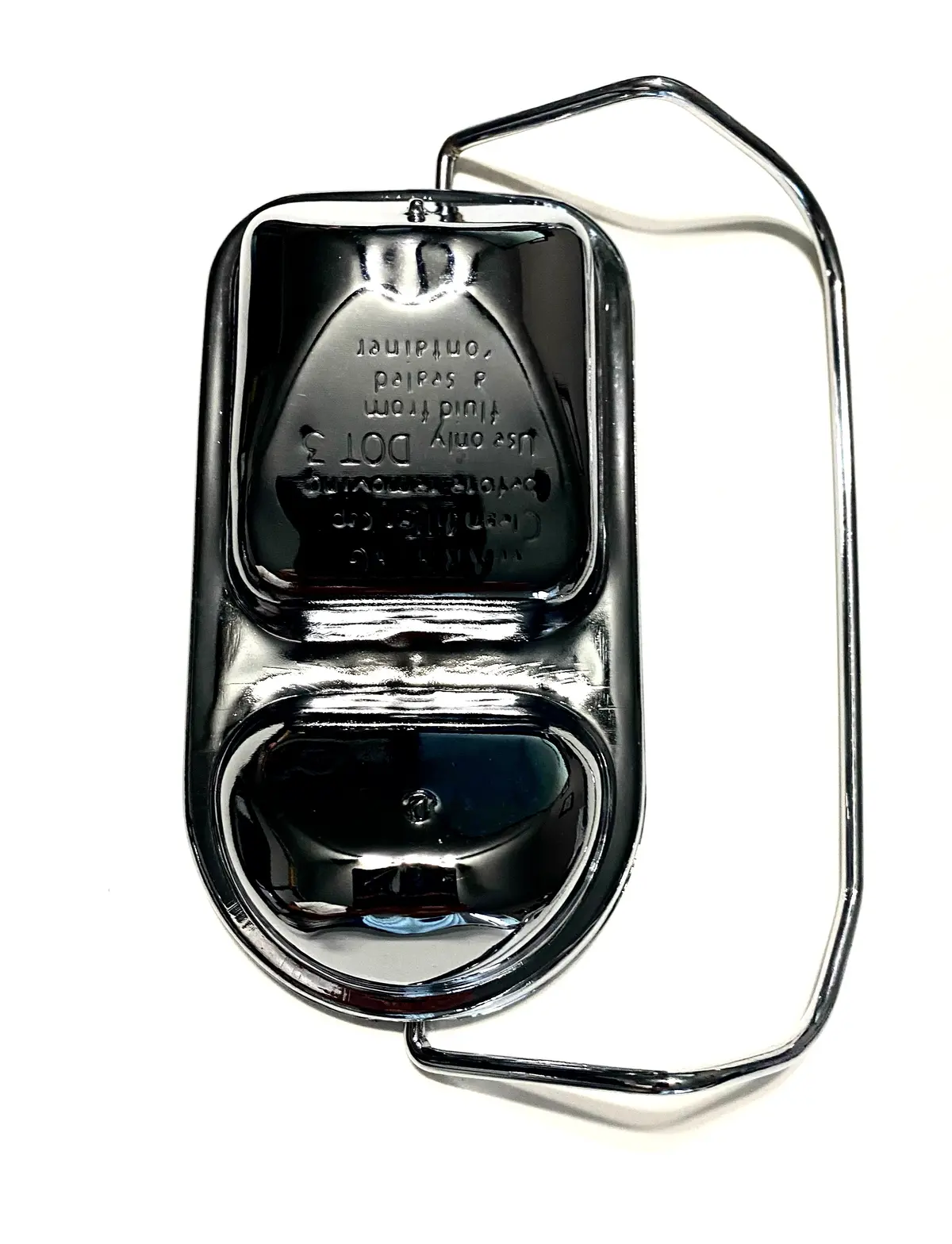 Master Cyl Cover 4 Bolt Chrome Large Reservoir To The Rear 3 1/8 Wide 1