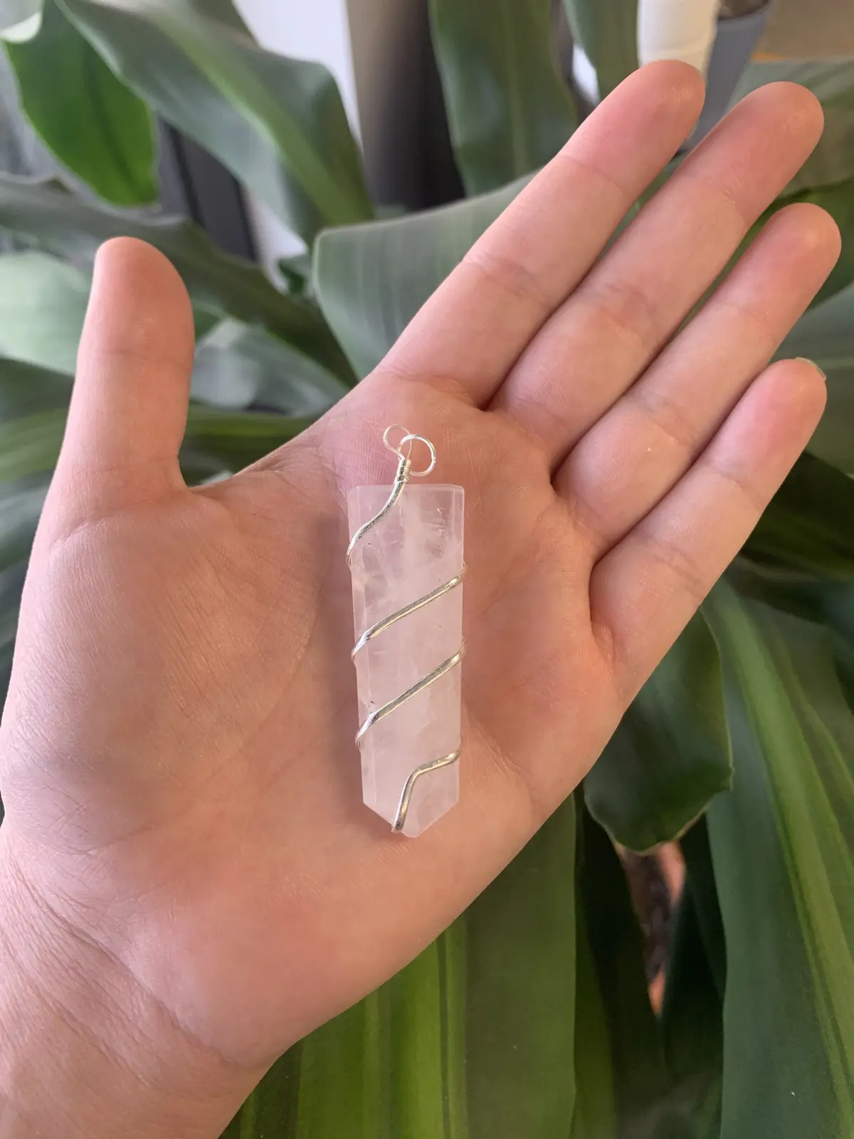 Large 2" Flat Rose Quartz Coil Wrapped  Stone Pendant (Sold By The Piece Or Bag Of 10 ) 1