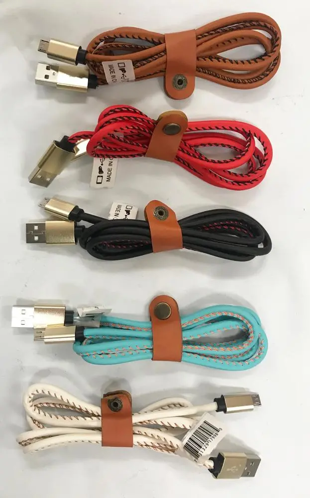 Real Leather Asst Colors Mirco Usb Android Cell Phone Charger Cord 1