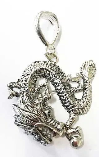 Large Silver Chinese Dragon Pendant 1