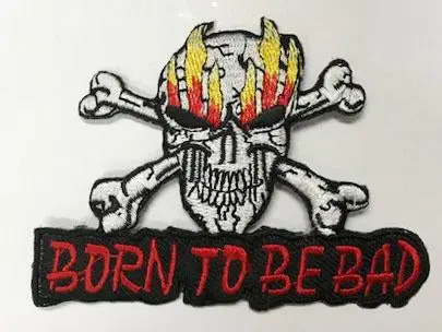 Born To Be Bad Skull W Flames 3 Inch Patch 1