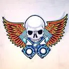 Jumbo Back 11 Inch Patch Piston Skull 1