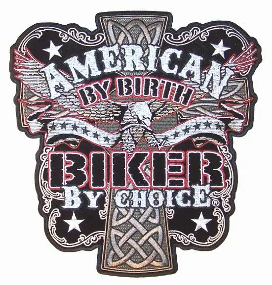Jumbo American By Birth Biker By Choice Patch 10 Inch 1