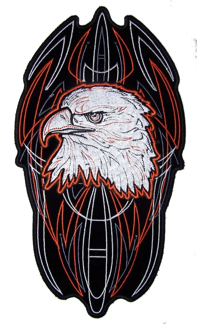 Jumbo Pinstripe Eagle Head  Embroidered Patch 10 Inch 1