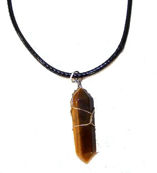 Tigers Eye Stone Wire Wrapped Necklace 1