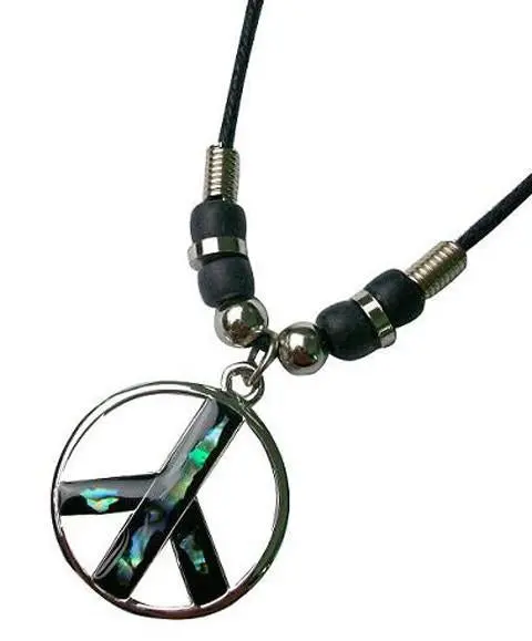Paua Shell Open Peace Sign Necklace 1