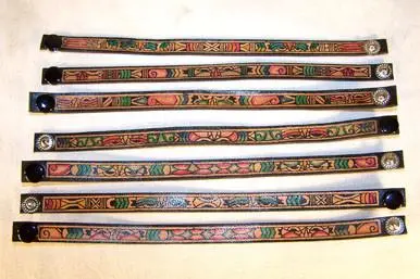 Leather Painted Retro Aztec Snap On Bracelets 1