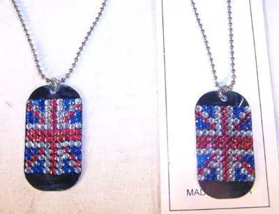 British Dog Tag Crystal Necklace With Jewels 1