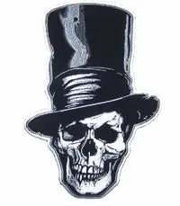 Skull Head With Stove Top Hat Patch 10 Inch 1