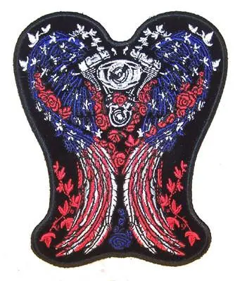 Jumbo Patrotic Doves Wings  Patch 5 Inch 1