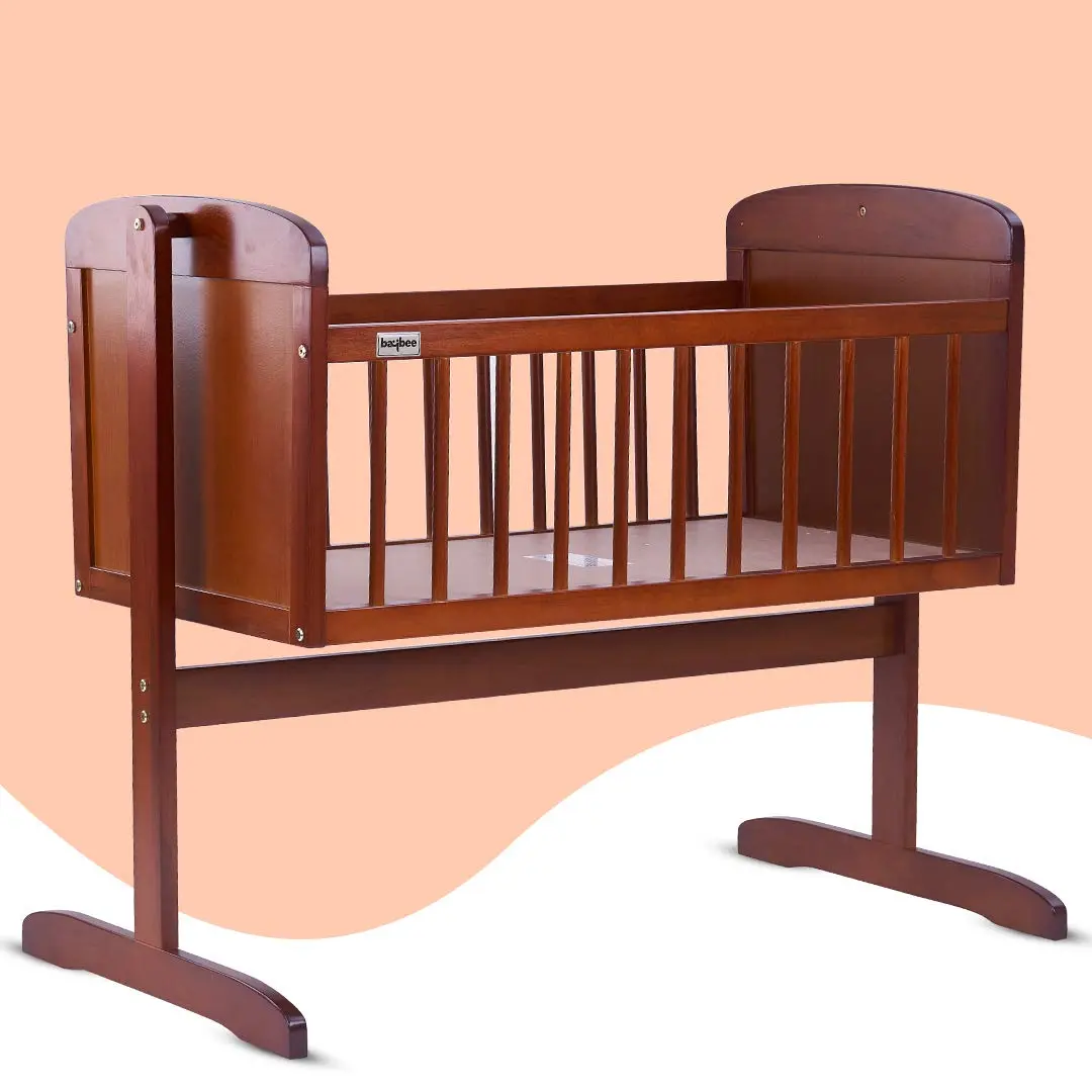 Lucenta Wooden Cradle For Baby New Born Baby Swing Cradle | Baby Crib With Mosquito Net, Baby Jhula With Swing Lock Function| Baby Bed Wooden Cot For Sleeping 2