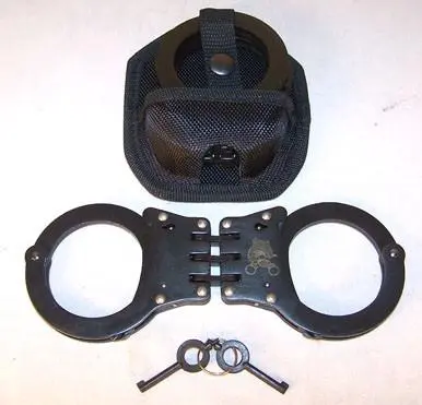 Deluxe Hinged Black Police Handcuffs 1