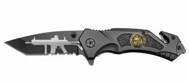 Special Forces  With Machine Gun Folding Lock Blade Knife 1