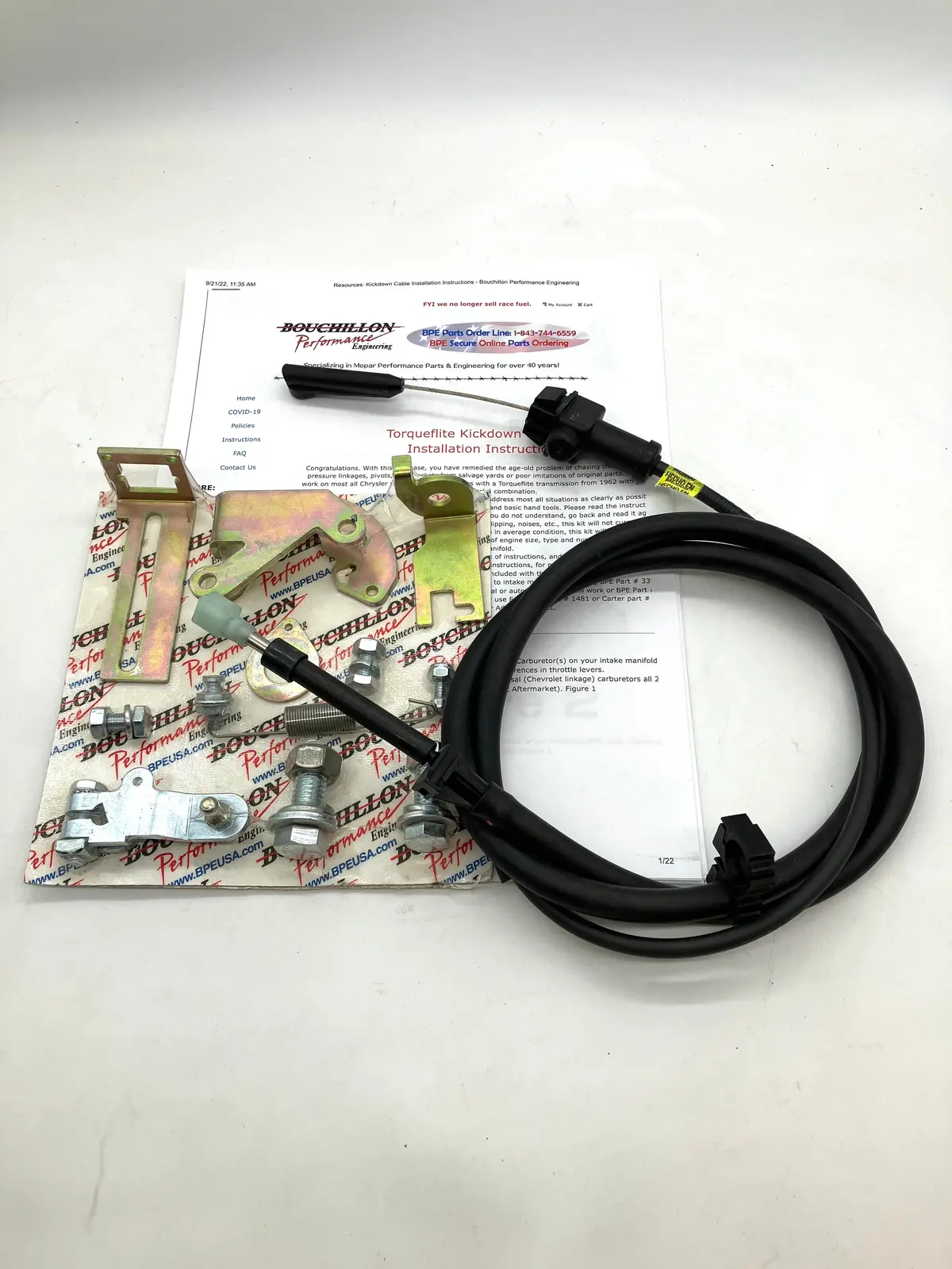 Kickdown Cable Kit Torqueflite 1