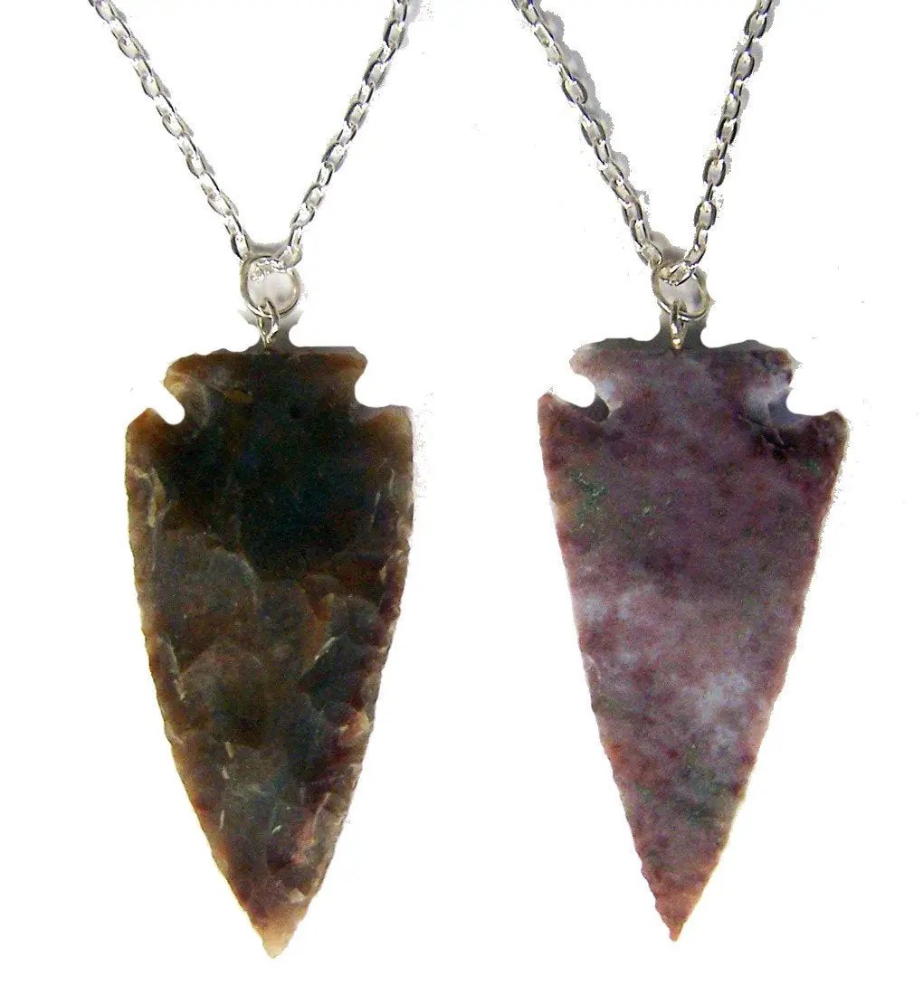 Silver Link 18 Inch Chain Necklace Large 2 Inch Arrowhead Pendant 1