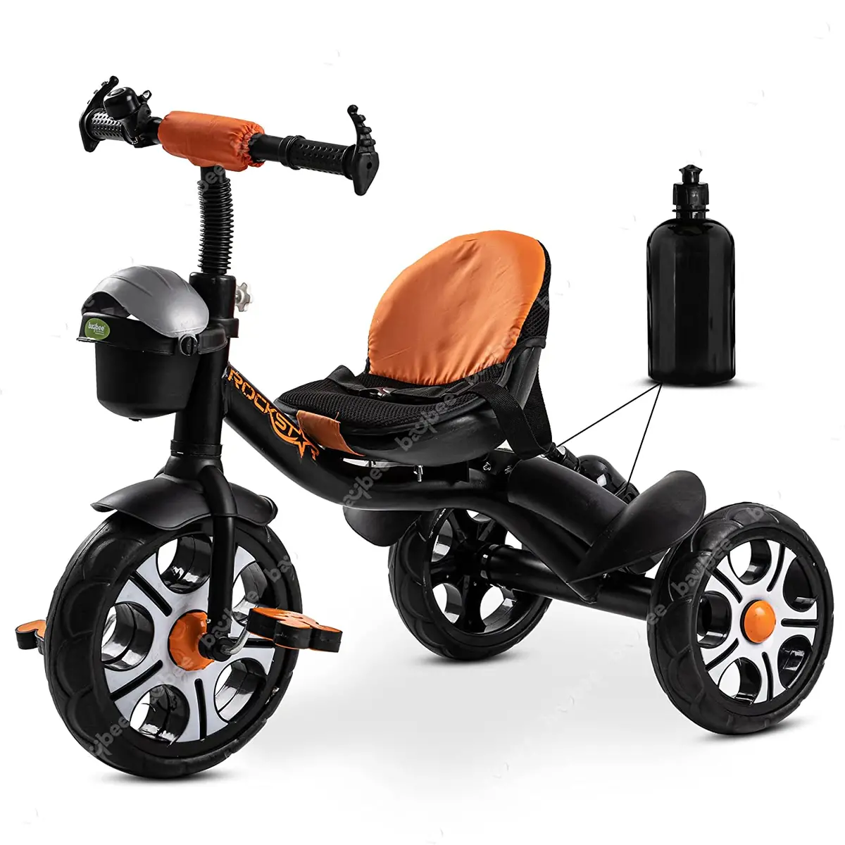 Rockstar Pro Tricycle For Kids, Plug N Play Kids Cycle Trikes With Basket, Cushion Seat, Belt & Bottle | Baby Children's Cycle | Baby Tricycle Cycle For Kids 2 To 5 Years Boys Girls 1