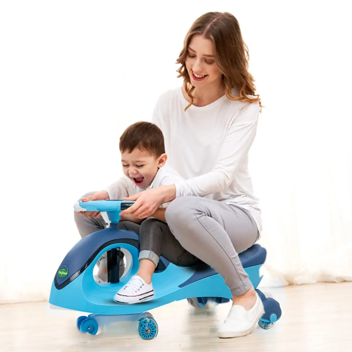 Baby Swing Cars For Kids Magic Car With Steering Led Pu Wheels, Music Twister Car For Boys/Girls 3