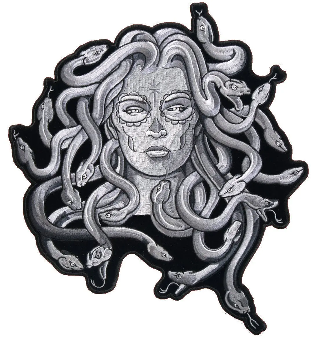 Jumbo 10 Inch Medusa Women With Snake Hair Embroidered Patch 1