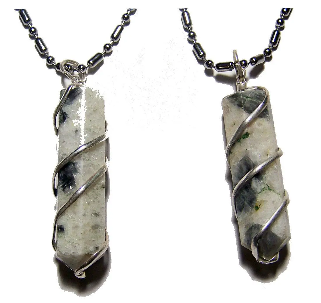Rainbow Moonstone Coil Wrapped Stone Stainless Steel Ball Chian Necklace 1