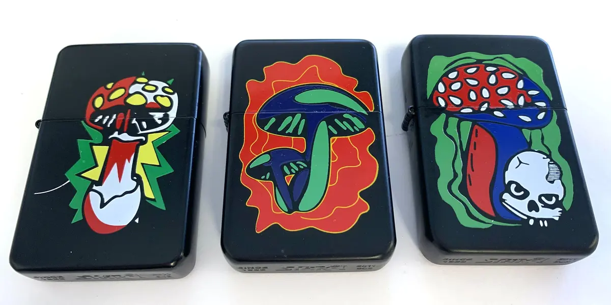 Graffiti Mushrooms  Flip Top Oil Lighter (Sold By The Piece Or  Dozen) 1