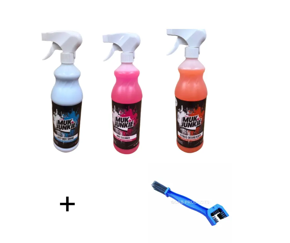 Muk Junkie Essential Bike Cleaning Pack  3 X 1 Litre + Dab Products Chain And Sprocket Cleaning Tool 1
