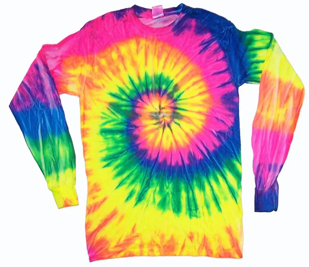 Neon Rainbow Swirl Long Sleeve Tye Dye Tee Shirt 1