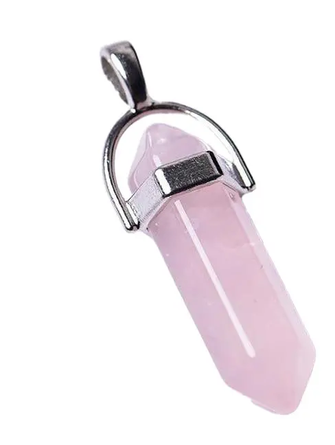 Bullet Shaped Rose Quartz Cut Stone Pendant ( Sold By The Piece 1