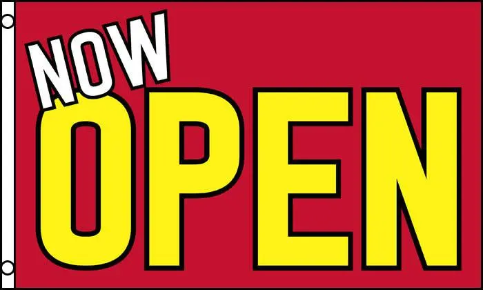 Now Open Red Yellow (3Ft X 5Ft) Flag 1